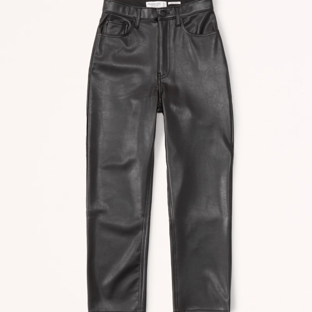 ABERCROMBIE VEGAN LEATHER ANKLE STRAIGHT PANTS